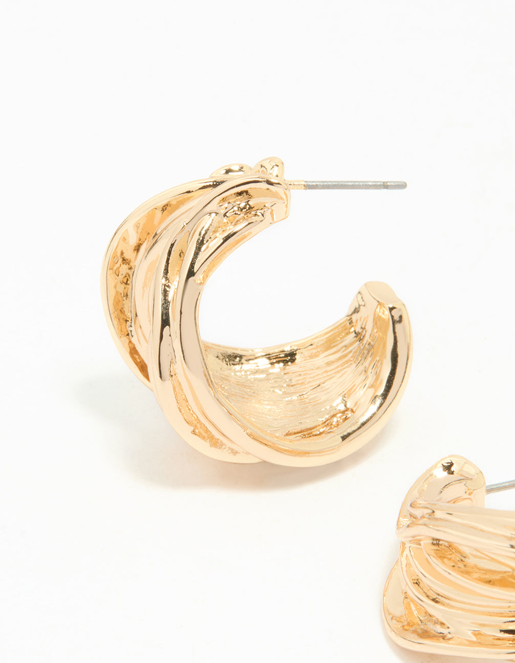 Gold Vine Wide Hoop Earrings