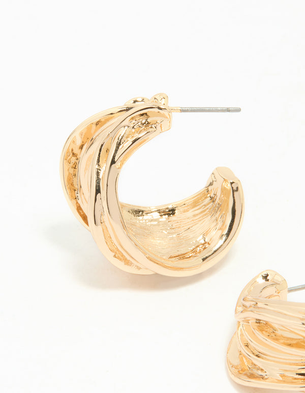 Gold Vine Wide Hoop Earrings