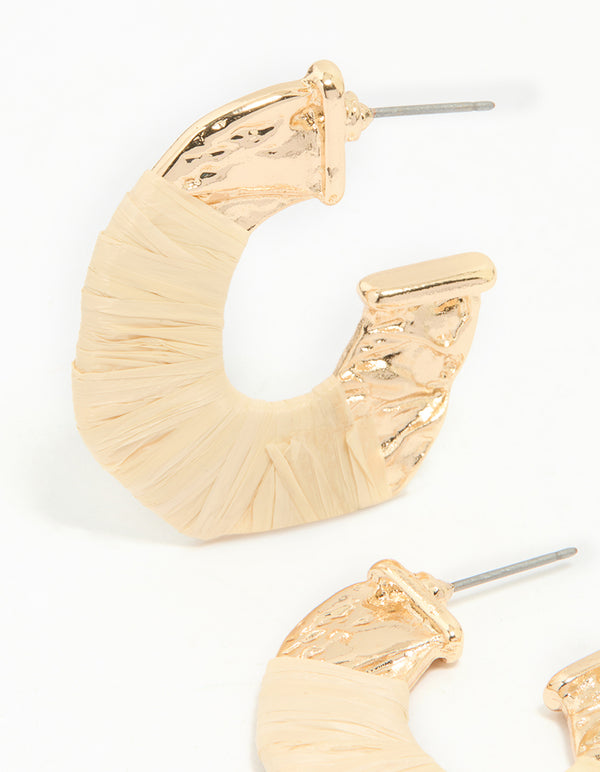 Gold Wrapped Thin C Hoop Earrings