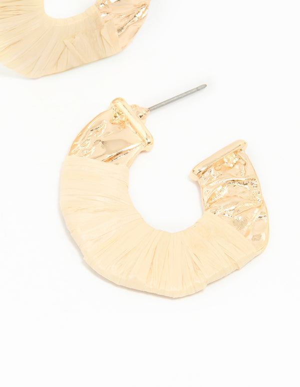 Gold Wrapped Thin C Hoop Earrings