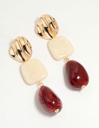 Gold Triple Stone Drop Earrings - link has visual effect only