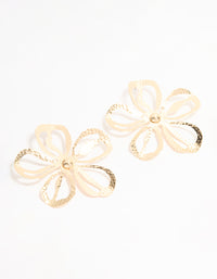 Gold Cut Out Large Flower Stud Earrings - link has visual effect only
