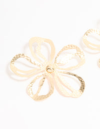 Gold Cut Out Large Flower Stud Earrings - link has visual effect only