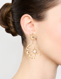 Gold Celestial Sun Drop Earrings - link has visual effect only
