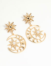 Gold Celestial Sun Drop Earrings - link has visual effect only