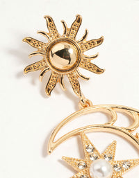 Gold Celestial Sun Drop Earrings - link has visual effect only