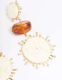 Gold Brown Stone Twisted Drop Earrings - link has visual effect only