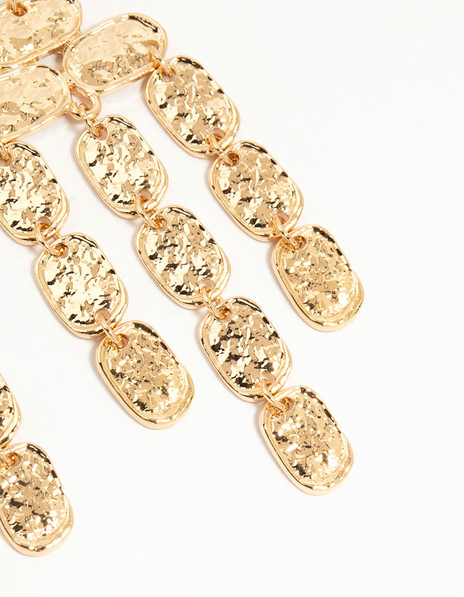 Gold Hammered Drop Earrings