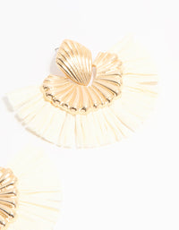 Gold Raffia Fan Stud Earrings - link has visual effect only
