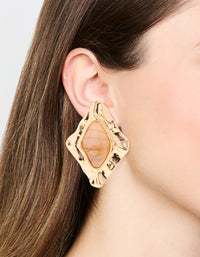 Gold Stone Molten Stud Earrings - link has visual effect only