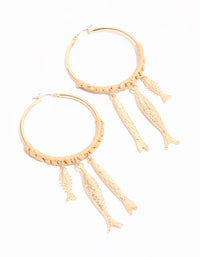 Gold Wrapped Fish Hoop Earrings - link has visual effect only