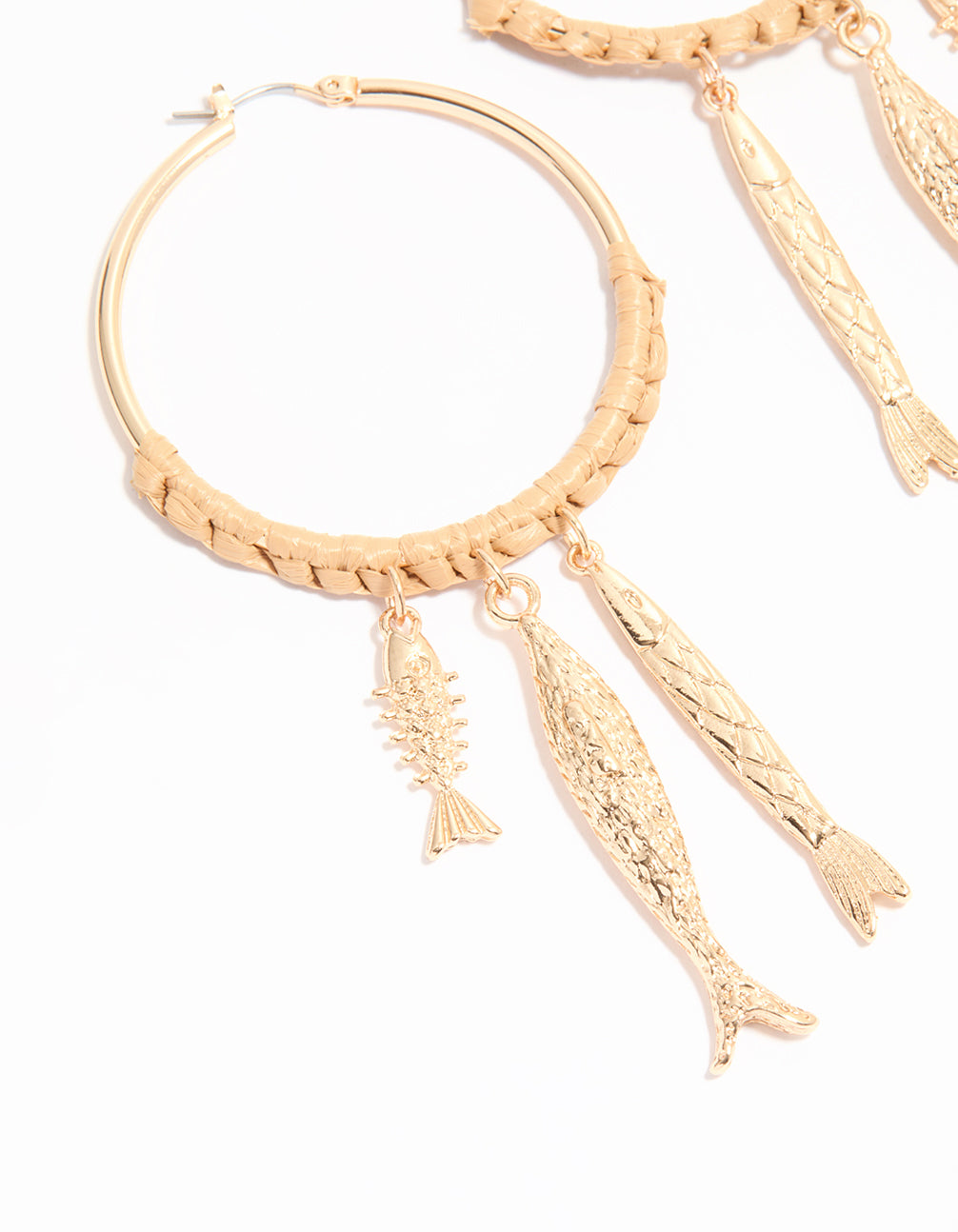 Gold Wrapped Fish Hoop Earrings