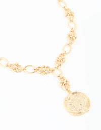 Gold Roman Pendant Y-Necklace - link has visual effect only
