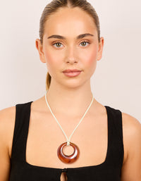 Brown Donut Pendant Cord Necklace - link has visual effect only