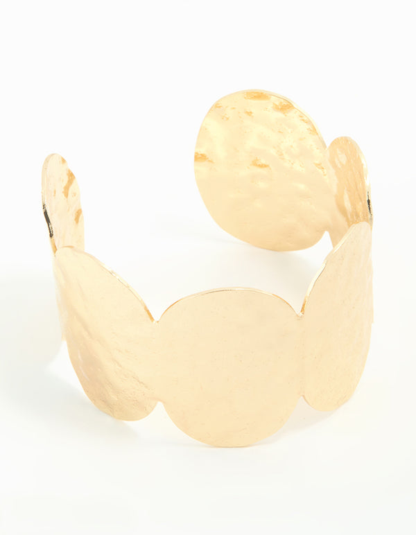 Gold Circle Hammered Wrist Cuff