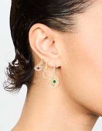 Gold Celestial Eye Diamante Earrings 3-Pack - link has visual effect only