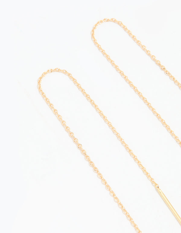 Gold Cubic Zirconia Cross Threader Earrings