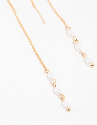 Gold Pearl Beaded Threader Earrings - link has visual effect only