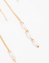 Gold Pearl Beaded Threader Earrings - link has visual effect only