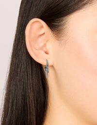 Gunmetal Triple Spike Huggie Earrings - link has visual effect only