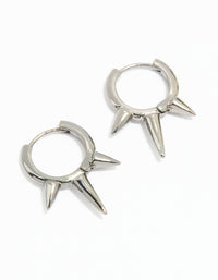 Gunmetal Triple Spike Huggie Earrings - link has visual effect only