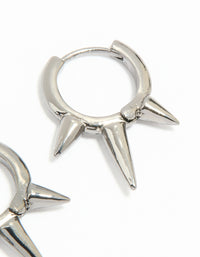 Gunmetal Triple Spike Huggie Earrings - link has visual effect only