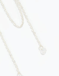 Silver Cubic Zirconia Loop Chain Huggie Earrings - link has visual effect only