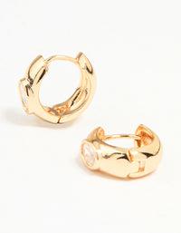 Gold Cubic Zirconia Thick Huggie Earrings - link has visual effect only