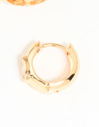 Gold Cubic Zirconia Thick Huggie Earrings - link has visual effect only