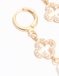 Gold Diamante Pearl Floral Huggie Earrings - link has visual effect only