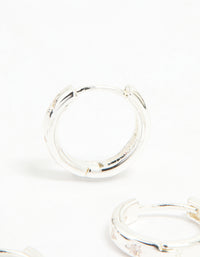 Silver Cubic Zirconia Celestial & Classic Huggie Earrings 3-Pack - link has visual effect only