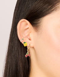 Gold Enamel Mixed Fruit Stud Earrings 3-Pack - link has visual effect only