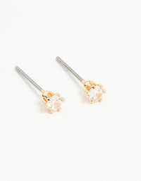 Gold Cubic Zirconia Chain & Stud Earrings 3-Pack - link has visual effect only