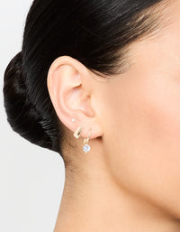 Gold Cubic Zirconia Huggie & Stud Earrings 3-Pack - link has visual effect only