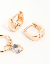 Gold Cubic Zirconia Huggie & Stud Earrings 3-Pack - link has visual effect only