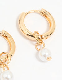 Gold Mixed Pearl Charm Huggie Earrings 3-Pack - link has visual effect only