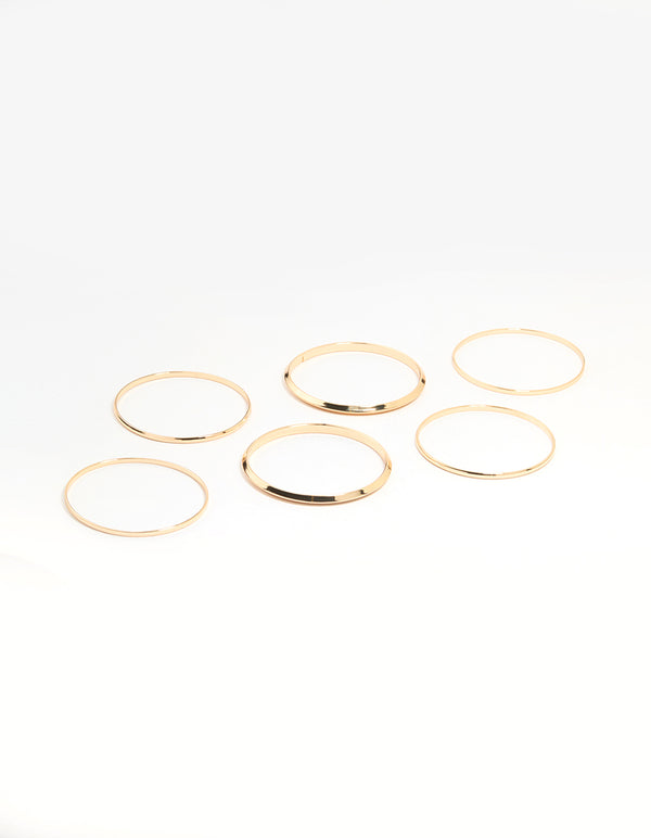 Gold Smooth Multi-Sized Bangles 6-Pack