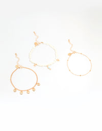 Gold Shell & Fish Charm Anklets 3-Pack - link has visual effect only