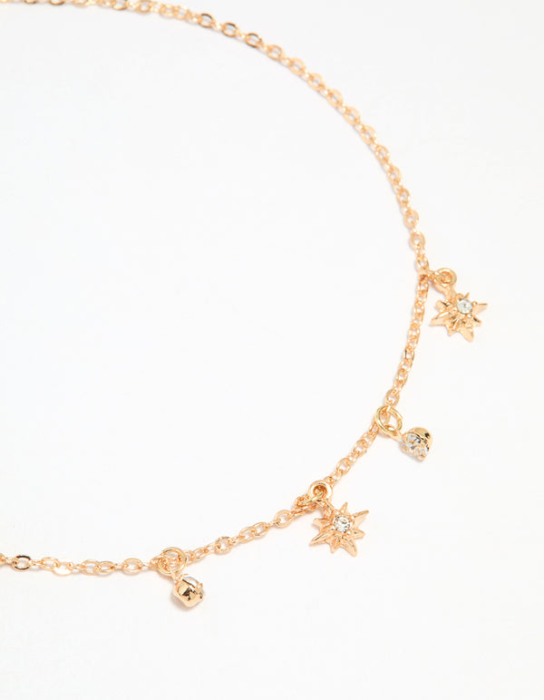 Gold Evil Eye & Coin Chain Anklets 3-Pack