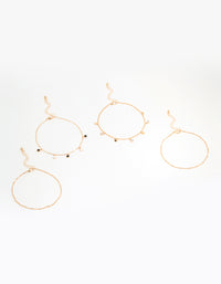 Gold Enamel Flower & Twisted Anklets 4-Pack - link has visual effect only