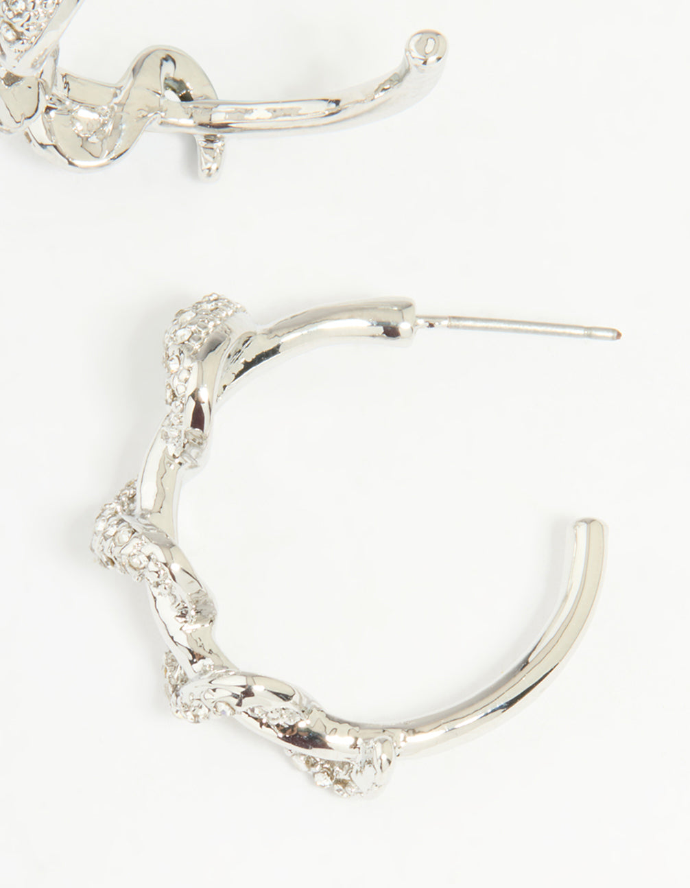 Silver Diamante Snake Hoop Earrings