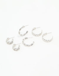 Silver Braided Hoop Earrings 3-Pack - link has visual effect only