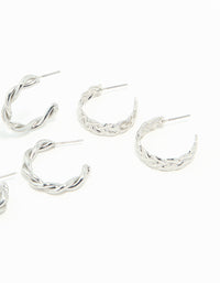 Silver Braided Hoop Earrings 3-Pack - link has visual effect only