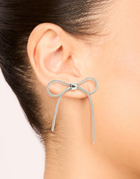 Silver Chain Bow Earrings - link has visual effect only