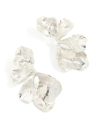Silver Leaf & Floral Stud Earrings - link has visual effect only