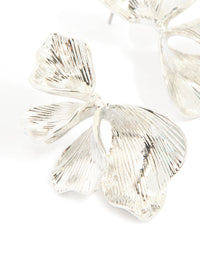 Silver Leaf & Floral Stud Earrings - link has visual effect only