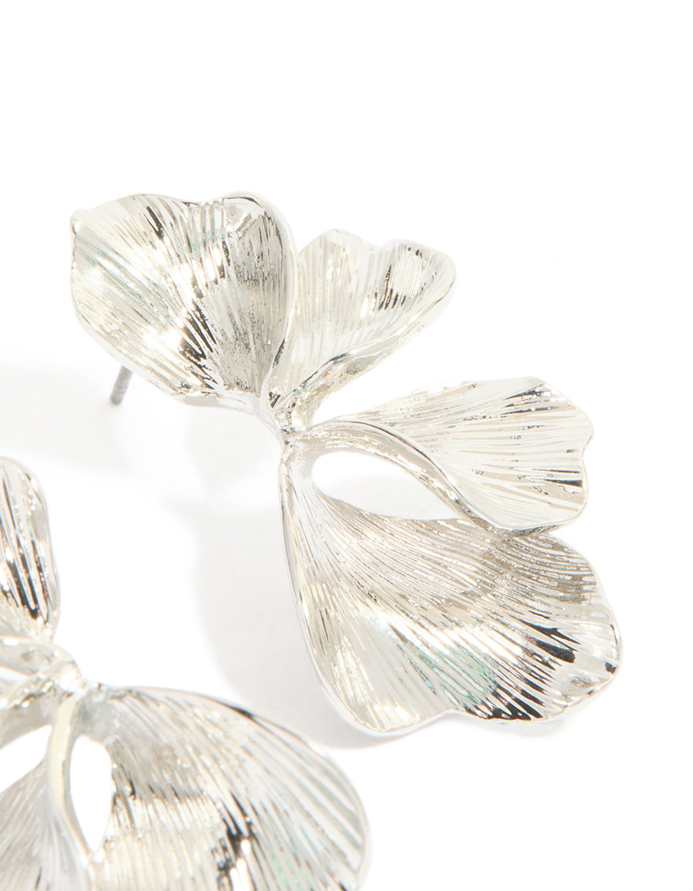 Silver Leaf & Floral Stud Earrings