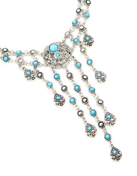 Antique Silver Turquoise Molten Layered Drop Necklace - link has visual effect only