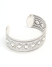 Antique Silver Stone Design Wrist Cuff - link has visual effect only