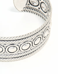 Antique Silver Stone Design Wrist Cuff - link has visual effect only